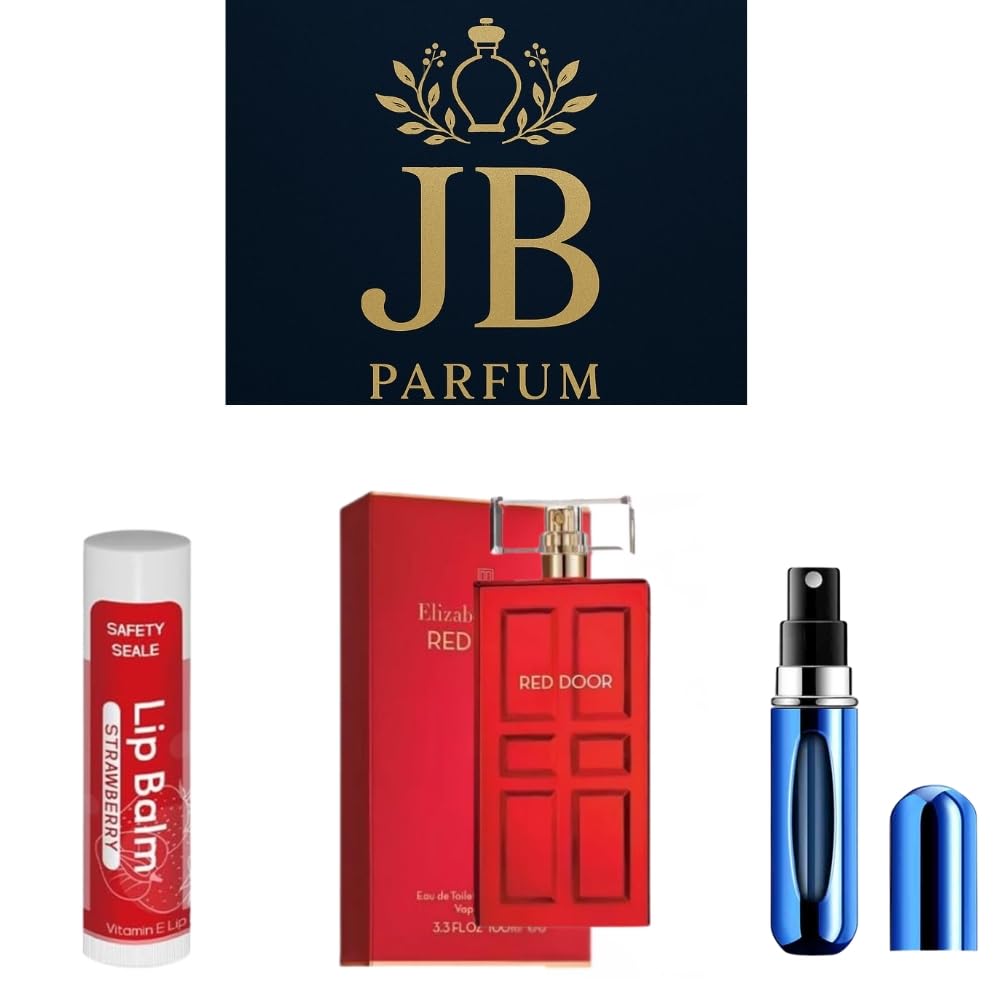 JUMBO BEAUTY Premium Designer Brands Perfumes For Women Red Door Perfume Eau de Toilette Spray for Women 3.3 oz Bundle with Refillable Perfume Atomizer Bottle and Lipstick Balm