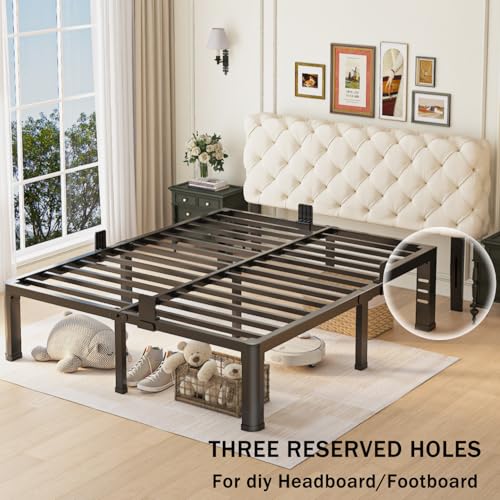 Yitong Angel 14 Inch Full Size Heavy Duty Metal Bed Frame with Rounded Corners, Headboard Holes & No Box Spring Needed