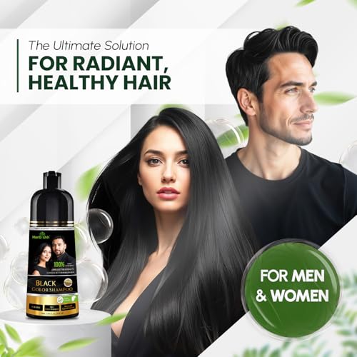 Herbishh Black Hair Dye Shampoo 200ml for Gray Coverage & Nourishment - Black