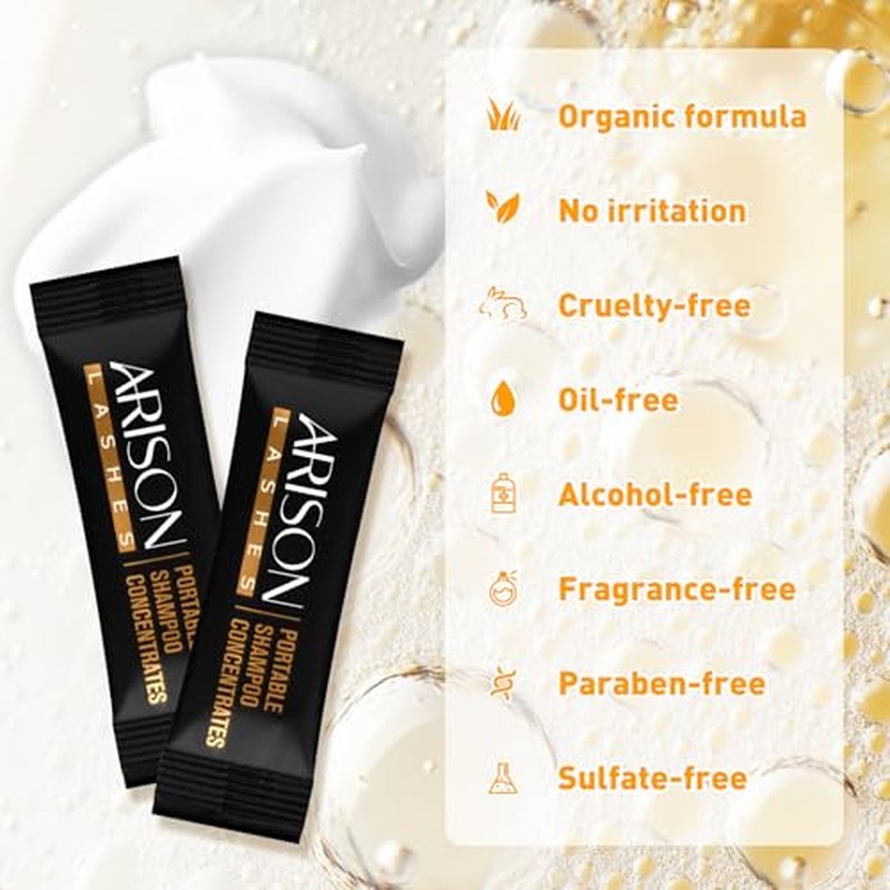 ARISON LASHES Shampoo Concentrate for Eyelash Extensions Lash Cleaning Hypoallergenic and Non-irritation Cleanser for Personal Travel or Home(Unscente)