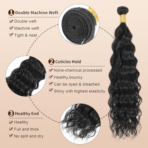 10 Inch Water Wave Human Hair Bundles for Black Women - Deep Wet & Wavy Extensions