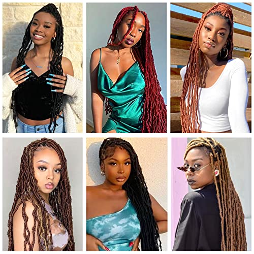 24 Inch Faux Locs Crochet Hair Set - Ombre 7 Packs for Black Women, Pre-Looped & Natural Look Variation of 1B/30/27