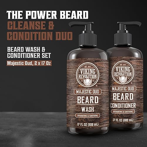Beard Wash & Conditioner Set - Majestic Oud - 17 oz — Pack of 2, Beard Care