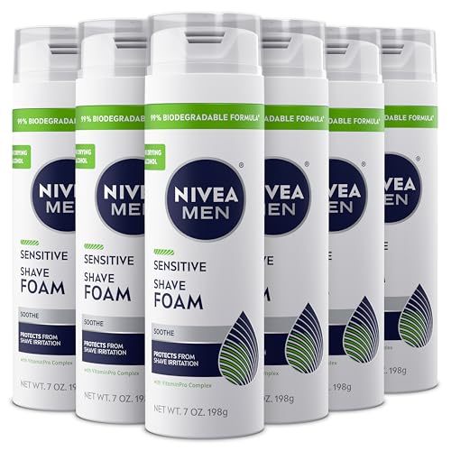 Sensitive Shaving Foam for Men with VitaminPro Complex - Gentle, Alcohol-Free, 6 Pack