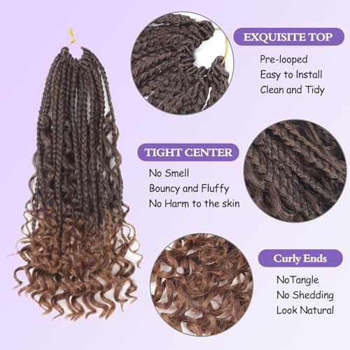 Goddess Box Braids Crochet Hair 14 Inch Boho Style - #T30 (8 Packs)