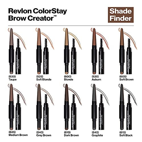 Revlon ColorStay Brow Creator, 2-in-1 Precise Eyebrow Pencil & Powder with Spoolie Brush, Waterproof & Long Lasting, 610 Dark Brown, 0.003 oz