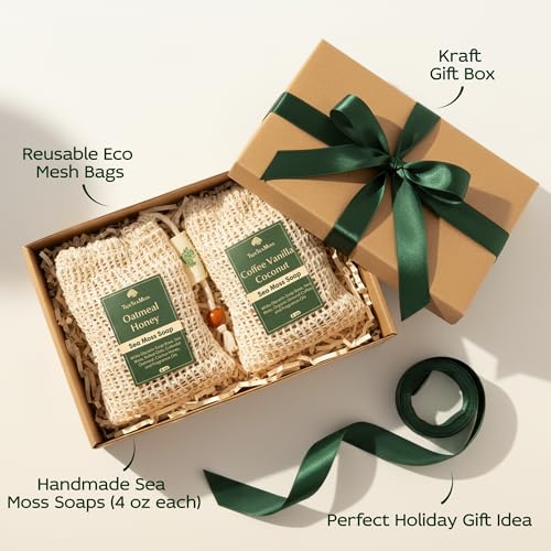 Sea Moss Soap Bar ? Detoxifying Green Tea Matcha & Aloe Bergamot ? All-Natural Handmade Soap for Sensitive Skin, Face & Body ? Holiday Gift or Christmas Stocking Stuffer for Men & Women