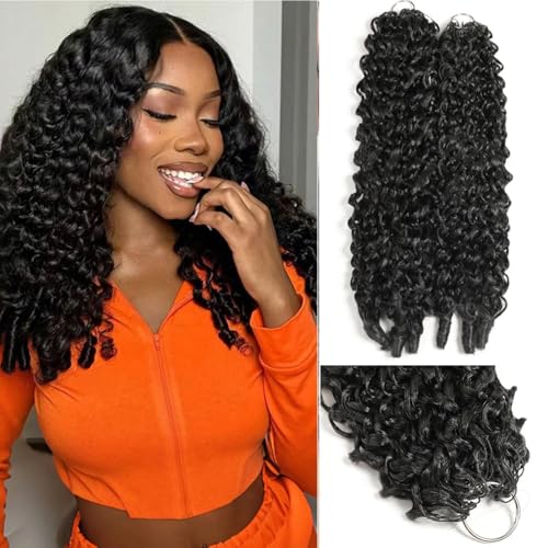 Burmese Curly Feather Crochet Hair Extensions 16 Inch 90 Strands Black - Natural Black, Pre-Separated, Lightweight Synthetic Hair