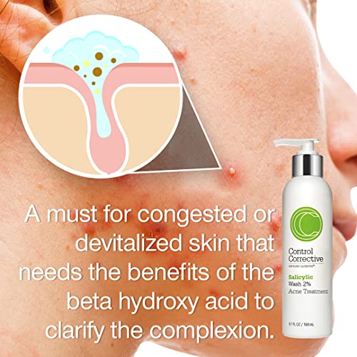 CONTROL CORRECTIVE Salicylic Acid 2% Acne Face Wash - Oily Skin Cleanser 6.7 Fl Oz