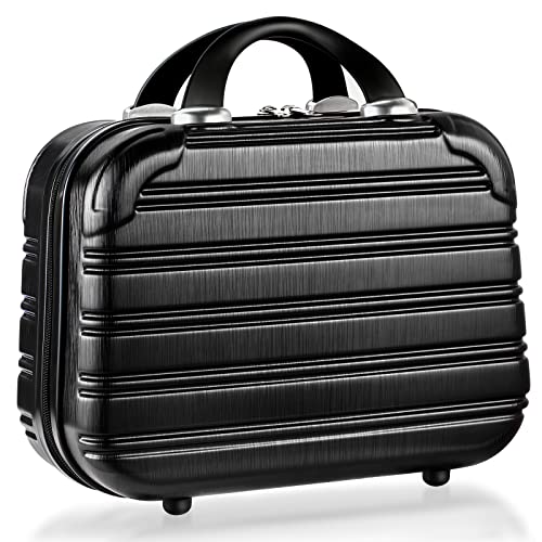 JZRTravel 14 Inch Black Hard Shell Makeup Organizer Case Portable Cosmetic Bag