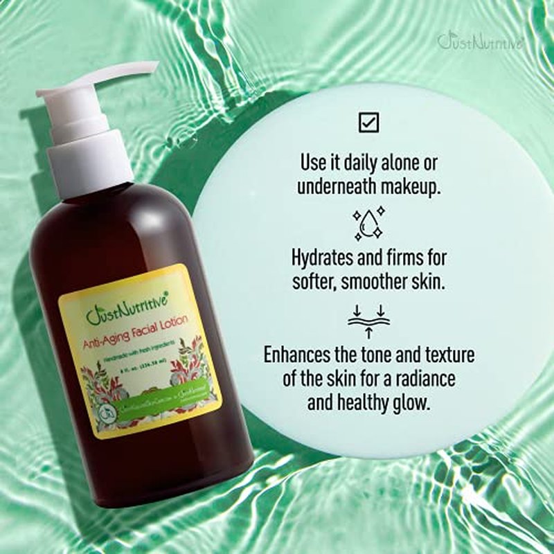 Just Nutritive Anti-Aging Nutritive Facial Lotion | Anti-Aging Treatment | Nutritive ingredients to help your skin repair and renew itself | Wrinkle Treatment | Eye Bags | Fine Lines 8 fl oz