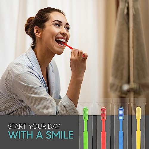 Mint Fresh Disposable Toothbrushes with Toothpaste - 100 Pack, Individually Wrapped