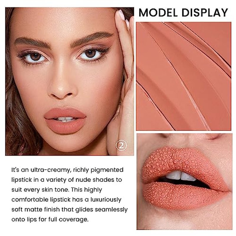 3 Pcs Matte Velvet Lipstick for Women Set,Nude Long Lasting Matte Lip Stick 24H Waterproof for Girls Natural Lip Makeup,Non-Stick Lipstick Makeup for Women,labiales magicos 24 horas originales