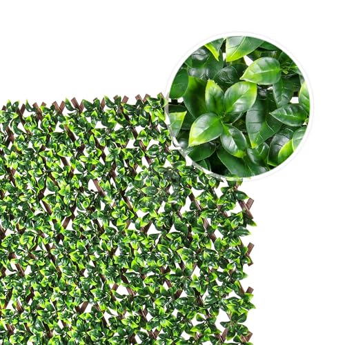 Artificial Privacy Grass Wall Decor - Ficus Leaf, 20x50 Inches - Faux Outdoor Fence Covering, Garden Screen, Balcony Privacy Panel - Ficus Leaf Variation