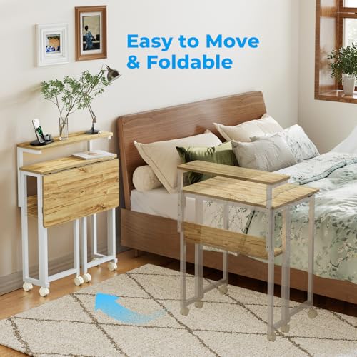 GreenForest Folding Desk with Adjustable Monitor Stand - 24.8 Inch Oak