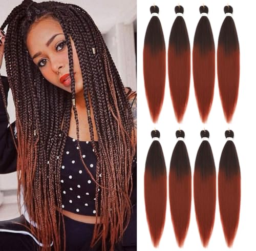 Ombre Ginger Pre Stretched Braiding Hair Extensions 26 Inch - 8 Packs / Lot