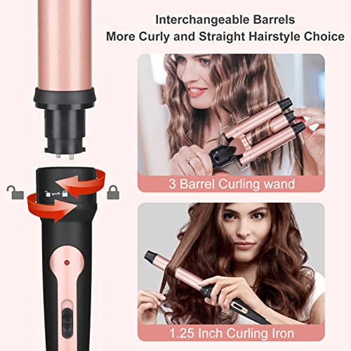 Emocci Pro Rose Gold 5-in-1 Curling Wand Set with Large Ceramic Barrels