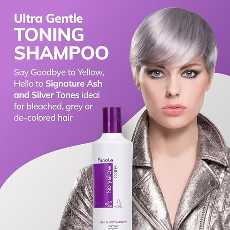 Fanola No Yellow Purple Shampoo - Purple Color Depositing Shampoo for Blondes, Bleached & Grey Hair - Formulated with Violet Pigment to Remove Brassy Tones from Hair (11.83 Fl oz)