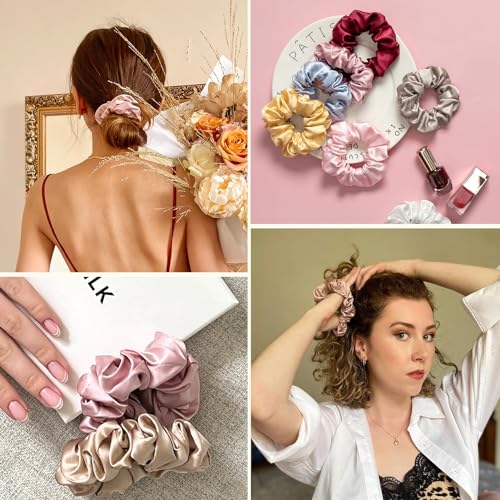 LILYSILK 100% 22MM Silk Hair Scrunchies for Sleeping & Hair Care, Natural Silk Pillowcase with Cotton Underside, 1PC, Ivory