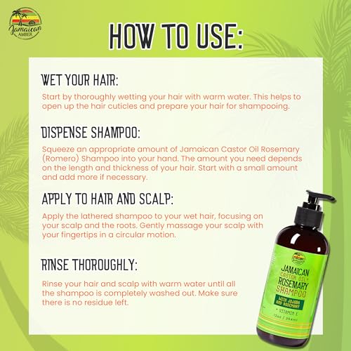 JAMAICAN Ambre Rosemary Shampoo for Hair Strengthening - 12 oz / 340ml - Moisturizing & Nourishing Hair Care - Variation: Shampoo