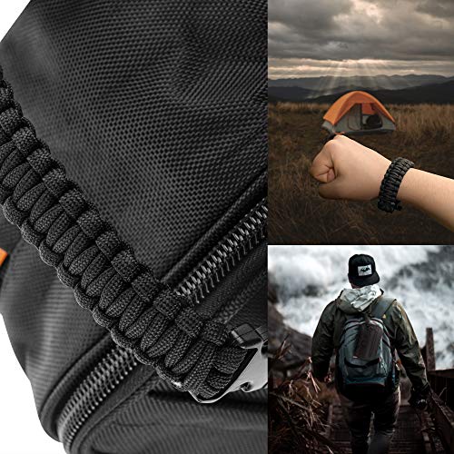 Fitdom Tactical Toiletry Bag for Men - Travel Dopp Kit with 6 Compartments, Jet Black