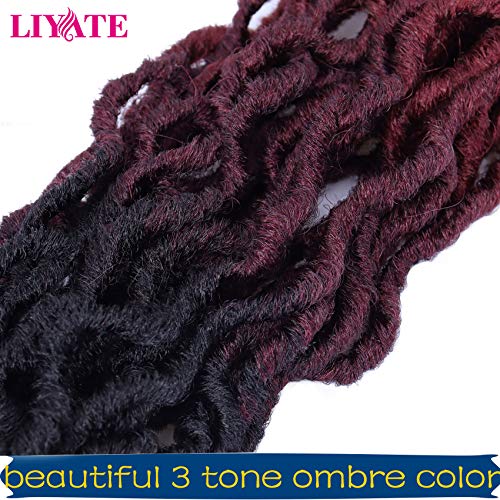 14 Inch Faux Locs Crochet Hair - Soft Goddess Locs for Black Women, 6 Packs, Variation of 1B/99J/530