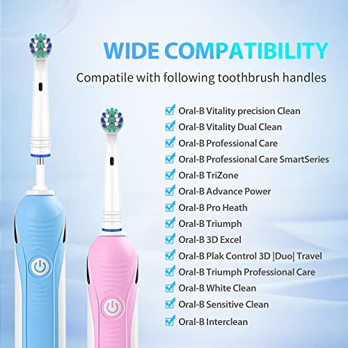 8 Pack Replacement Electric Toothbrush Heads for Oral B Braun - Individually Packaged - Compatible with 7000, Pro 1000, 3000, 5000, 8000 Series - Variation of 8 Count Pack of 2
