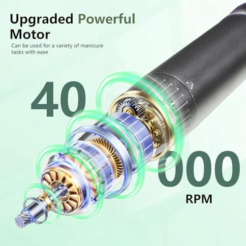 Cordless Nail Drill Machine with 6 Bits - Rechargeable Electric Nail File for Acrylic Gel Nails