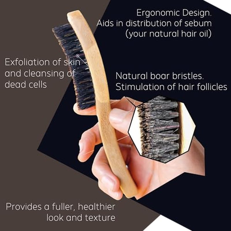 Barbanegra's Beard Styling Brush with Ergonomic Design. Long-lasting made from Eco-Friendly Bamboo with Natural Boar Bristles Beard & Mustache Brush for Men.
