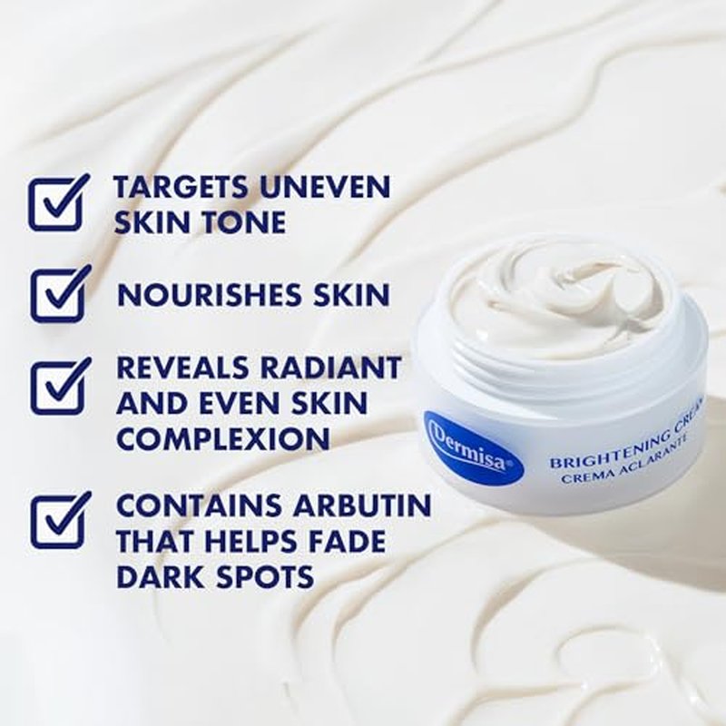 Dermisa Brightening Cream with Kojic Acid, Licorice, Arbutin and Amla, Dark Spot Remover and Face Moisturizer for Even Skin Tone, Hydroquinone-Free, 1.5oz, Pack of 1