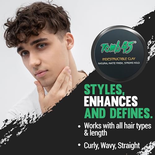 Tomb45 Indestructible Hair Clay, High Strong Hold with Matte Finish Hair Styling Product