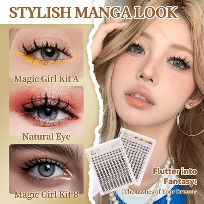 FEEGO Natural Lash Extension Kit 168Pcs Lash Clusters Kit Wispy Eyelash Extensions Individual Lashes Extensions with Bond and Seal Lash Glue and Eyelash Extension Tweezers DIY (MAGIC GIRL KIT A)