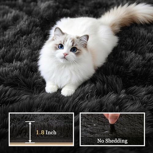 Black 9x12 Area Rug - Fluffy Plush Shag Carpet for Living Room & Bedroom Variation of THIS listing