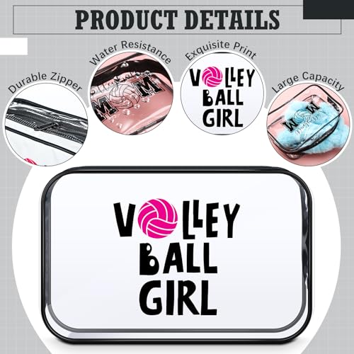 Abbylike 24 Pcs Cheer Gifts Cosmetic Bag 7 x 4.7 x 2.4'' Makeup Bag Cosmetic Toiletry Zipper Pouch Clear Zipper Case for Cheerleaders Women(Volleyball)