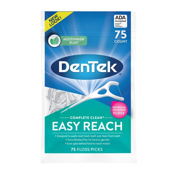 Dental Floss Picks with Fluoride Coating and Tongue Scraper – 75 Pack, Bulk 6 Sets