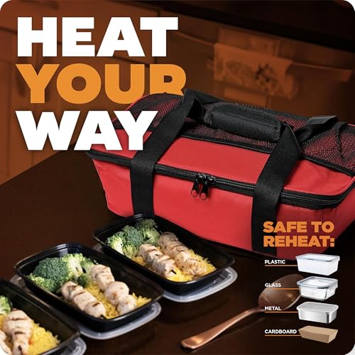 HOTLOGIC Max Large Portable Electric Food Warmer & Lunch Box - Red, 120V