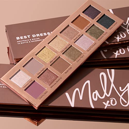 Mally Beauty Best Dressed Lids Eyeshadow Palette - Neutrals & Bolds - 14 Matte & Shimmer Eyeshadows