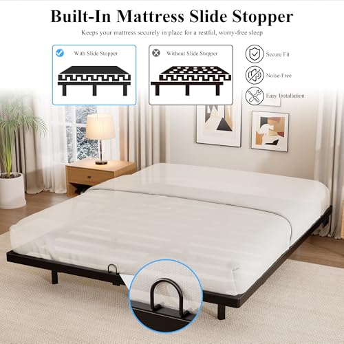 Floating Bed Frame Full Size with RGB LED Lights & Charging Station - Black