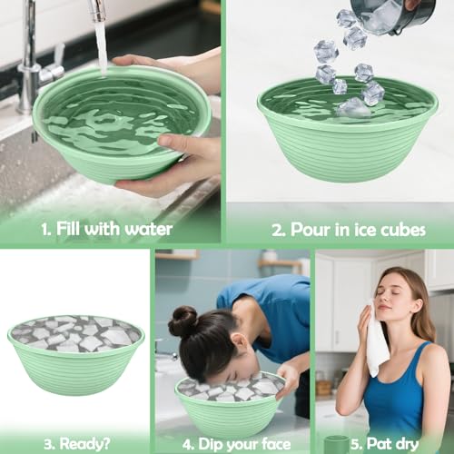 XANGNIER Face Bowl for Ice ? Collapsible Silicone Facial Ice Bath Bowl for Cold Plunge Therapy, Skin Tightening & Acne Relief ? Portable Spa Tool for Home & Travel, Green