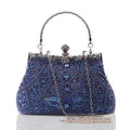 Blue Beaded Sequin Vintage Clutch Evening Bag for Women - 1920s Gatsby Style