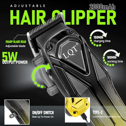 LQT Yellow Cordless Hair & Beard Trimmer Set for Men - Barber-Grade, Low Noise, USB Charging