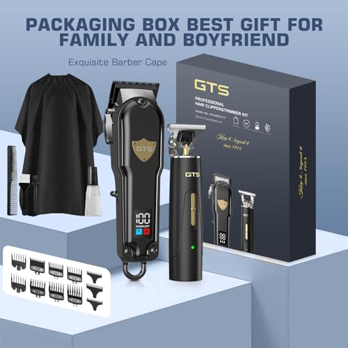 GTSPro Hair Clippers for Men with Trimmer Set - Shield-Black, DLC Head, 180-Min USB-Ccharged
