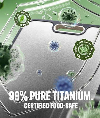 Titanium Cutting Board Set of 3 - Dual-Sided Non-Toxic Kitchen Chopping Boards with Juice Groove, Extra Large Sizes