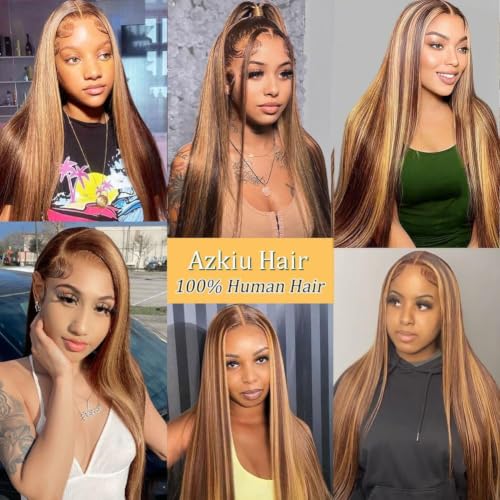 13x6 Ombre Lace Front Human Hair Wig 28 Inch Straight Highlight