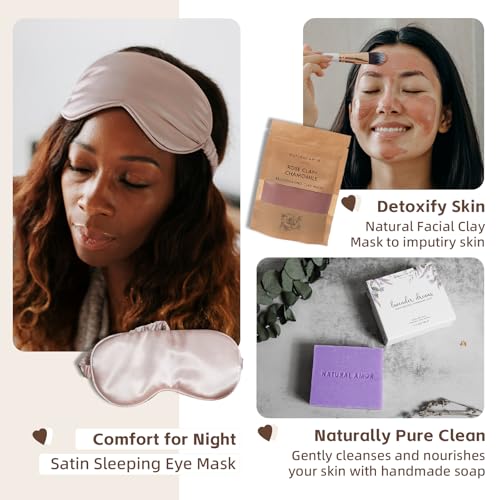 Serenity 6pcs Handmade Bath & Body Gift Set - Natural Soap, Bath Bomb, Mask, Candle for Women
