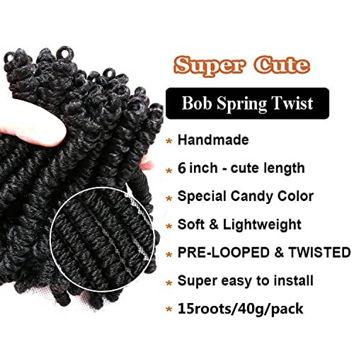 8 Packs Short Bob Spring Twist Crochet Hair - Passion Twist 6 Inch - Black Women - 1B# Variation