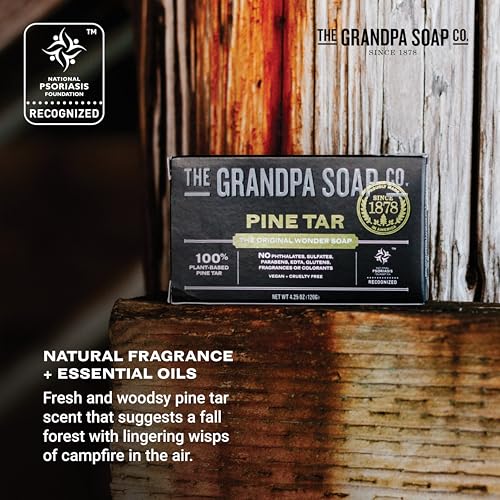 Pine Tar Bar Soap for Men - 3.25 Oz, Pack of 6, Deep Cleansing & Moisturizing