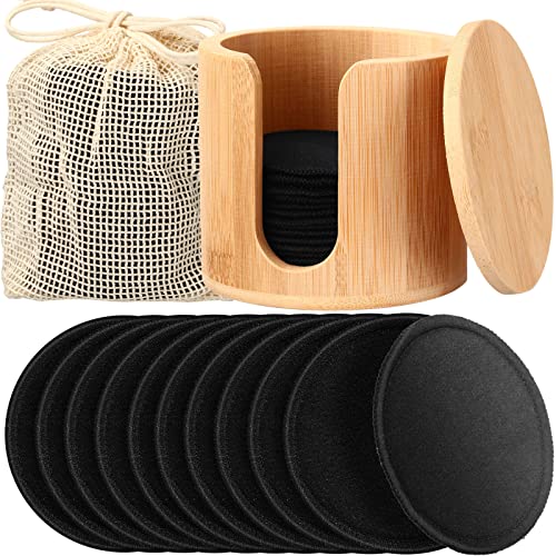 Foaincore Black Reusable Makeup Remover Cotton Pads - 40 Pcs with Storage & Laundry Bag