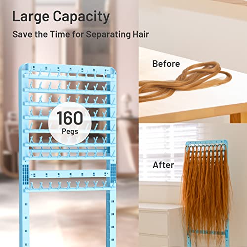 Blue Adjustable Hair Braiding Rack with 160 Pegs, Double-Sided, Portable & Flexible