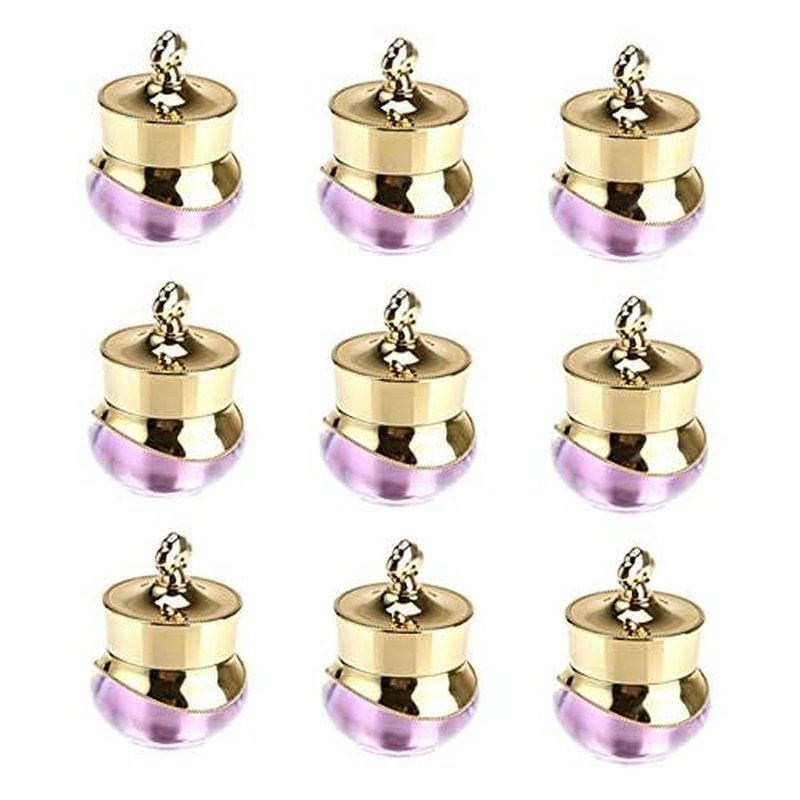 10 Packs 5 gram/5ml Gold Crown Empty Cream Jars Lip Balm Bottles Container Refillable Cosmetic Sample Jars Makeup Plastic Jar with Lid Cosmetic Trial Case for Lotion Creams Eyeshadow(Purple)